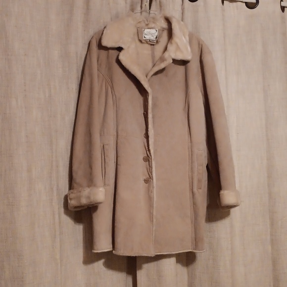 Furry Warm Beige Suede Coat! - Picture 11 of 11
